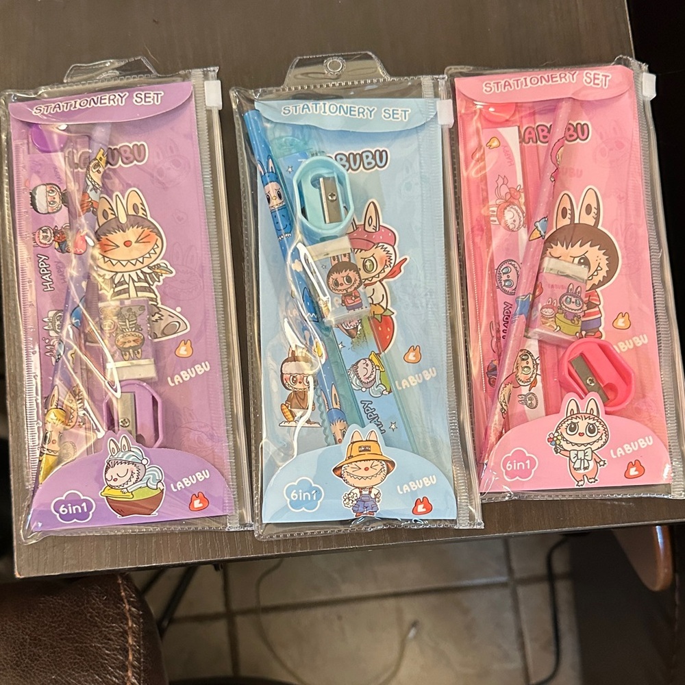 Kids Monster Stationery Set - Blue, Pink, Purple